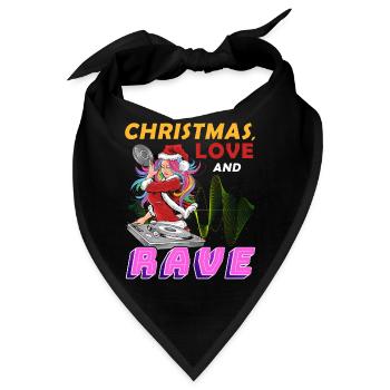 Mrs. Claus Auf Der Tanzfläche! Weihnachten Techno - Bandana - Schwarz - Vorne