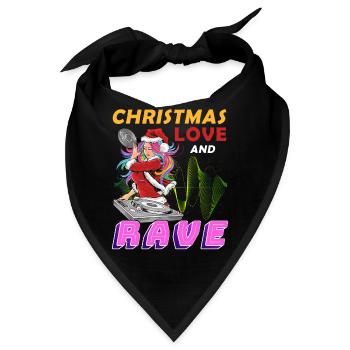 Mrs. Claus Auf Der Tanzfläche! Weihnachten Techno - Bandana - Schwarz - Vorne