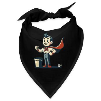 -Retro-Papierkorb-Normalo-Superheld mit Umhang - Bandana - Schwarz - Vorne