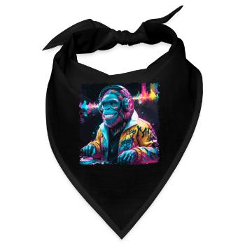 Dj Rave Festival cooler Affe mit Kopfhörer Party - Bandana - Schwarz - Vorne