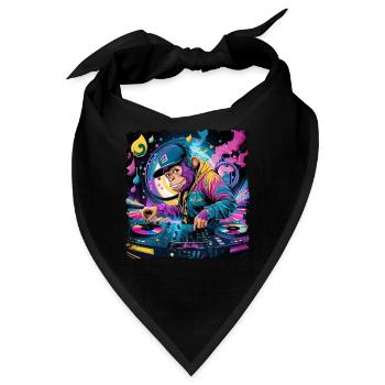 Dj Rave Festival cooler Affe mit Kopfhörer Party - Bandana - Schwarz - Vorne