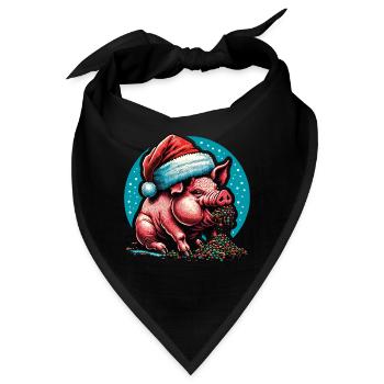 Weihnachten Verfressenes Schwein Völlerei - Bandana - Schwarz - Vorne
