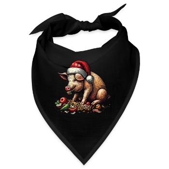 Weihnachtsschwein Mit Festlichem Appetit - Bandana - Schwarz - Vorne