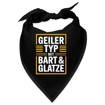Typ mit Bart und Glatze, Männer Haarausfall Glatze - Bandana - Schwarz - Vorne