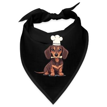 Dackel Hund Hunde Koch Köche Köchin Gastgeber - Bandana - Schwarz - Vorne