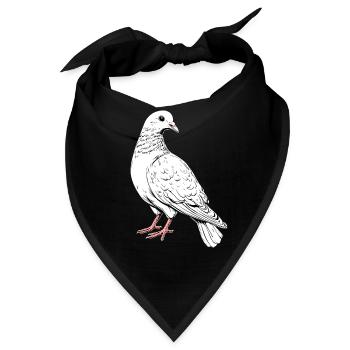 Taube Weiß Stadttaube Ringeltaube Weiße Tauben - Bandana - Schwarz - Vorne