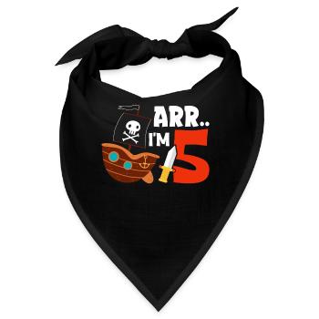 Arr I'm 5 Lustiger Pirat 5. Geburtstag Crossbone - Bandana - Schwarz - Vorne