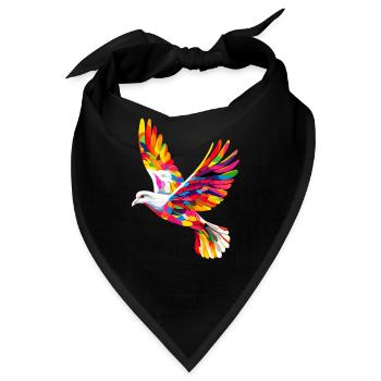 Taube Weiß Frieden Peace Ringeltaube Weiße Tauben - Bandana - Schwarz - Vorne