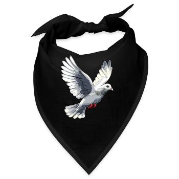 Taube Weiß Frieden Peace Ringeltaube Weiße Tauben - Bandana - Schwarz - Vorne