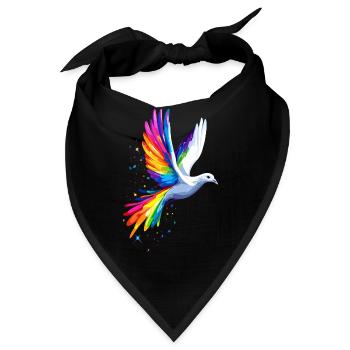 Taube Weiß Frieden Peace Ringeltaube Weiße Tauben - Bandana - Schwarz - Vorne