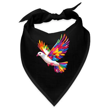 Taube Weiß Frieden Peace Ringeltaube Weiße Tauben - Bandana - Schwarz - Vorne