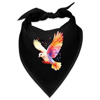 Taube Weiß Frieden Peace Ringeltaube Weiße Tauben - Bandana - Schwarz - Vorne