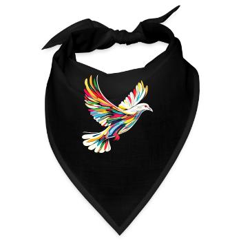 Taube Weiß Frieden Peace Ringeltaube Weiße Tauben - Bandana - Schwarz - Vorne