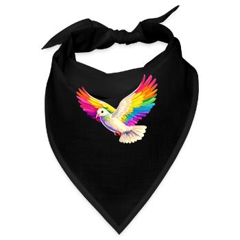 Taube Weiß Frieden Peace Ringeltaube Weiße Tauben - Bandana - Schwarz - Vorne