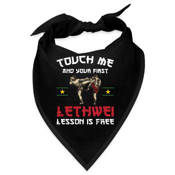 Berühre Mich Und Deine Erste Lethwei-lektion Ist - Bandana - Schwarz - Vorne