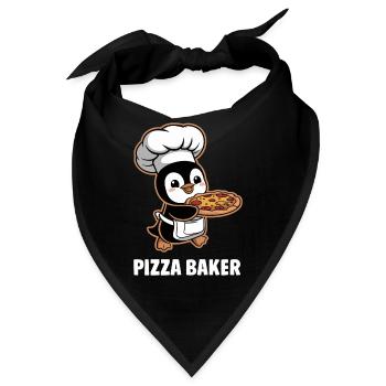 Pizza Baker Pinguin Lustiger Koch - Bandana - Schwarz - Vorne