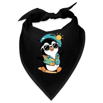 Cooler Pinguin In Hawaii-Hemd Mit Sonnenbrille Und - Bandana - Schwarz - Vorne