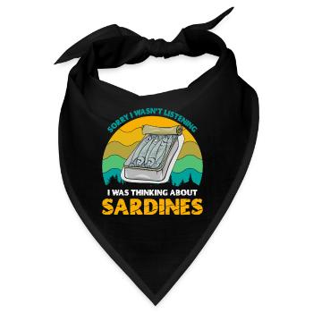Sardinen, Angeln, Fische - Bandana - Schwarz - Vorne