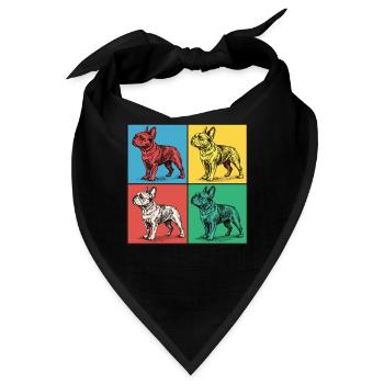 Französische Bulldogge Pop-Art Design - Bandana - Schwarz - Vorne