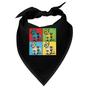 Französische Bulldogge Pop-Art Design - Bandana - Schwarz - Vorne