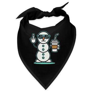 Cooler Schneemann Mit Sonnenbrille Und Drink - Bandana - Schwarz - Vorne