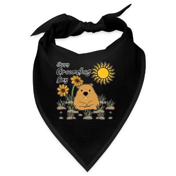 Fröhlicher Murmeltiertag Sonniger Blumenfreund - Bandana - Schwarz - Vorne