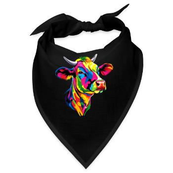 Kuh Bauer Rind Milch Vegan Kalb Cow Bauernhof Kühe - Bandana - Schwarz - Vorne