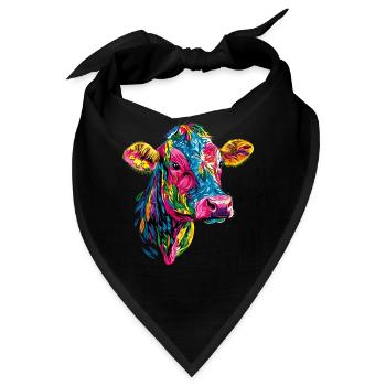Kuh Bauer Rind Milch Vegan Kalb Cow Bauernhof Kühe - Bandana - Schwarz - Vorne