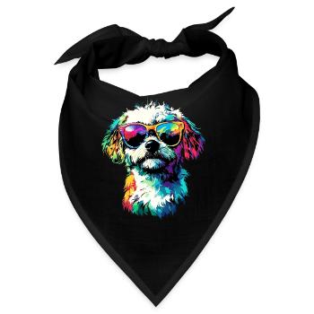 Malteser Kleiner Maltese Hund Liebe Süße Malteser - Bandana - Schwarz - Vorne
