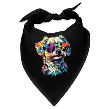 Malteser Kleiner Maltese Hund Liebe Süße Malteser - Bandana - Schwarz - Vorne