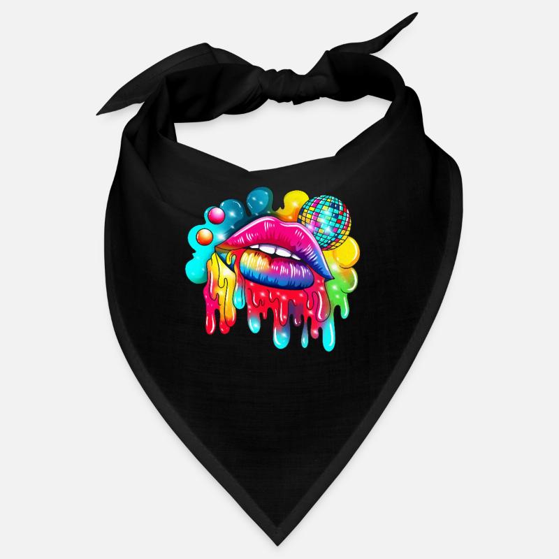 Boule disco et lèvres arc-en-ciel bouche Design graphique Bandana