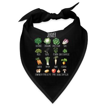 Januar Kleben von saisonalem Obst und Gemüse - Bandana - Schwarz - Vorne