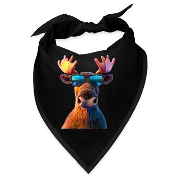 Elch Moose Elchbulle Geweih Hirsch Wilde Elche - Bandana - Schwarz - Vorne