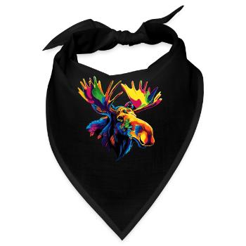 Elch Moose Elchbulle Geweih Hirsch Wilde Elche - Bandana - Schwarz - Vorne