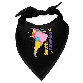 Farbenfrohe Karte Von Südamerika - Bandana - Schwarz - Vorne