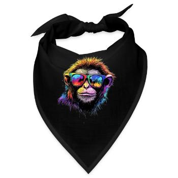 Gibbon Affe Weißhandgibbon Monkey Süße Lar Gibbons - Bandana - Schwarz - Vorne