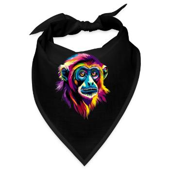 Gibbon Affe Weißhandgibbon Monkey Süße Lar Gibbons - Bandana - Schwarz - Vorne