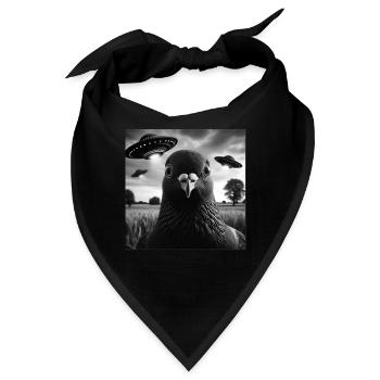 Taube Taube Lustiges Grafik-Selfie mit UFOs Seltsam A - Bandana - Schwarz - Vorne