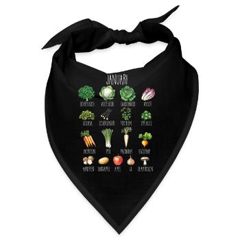 Januar Saisonale Obst- und Gemüsecollage - Bandana - Schwarz - Vorne