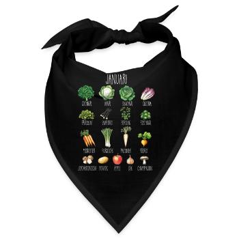 Januar Saisonale Obst- und Gemüsecollage - Bandana - Schwarz - Vorne