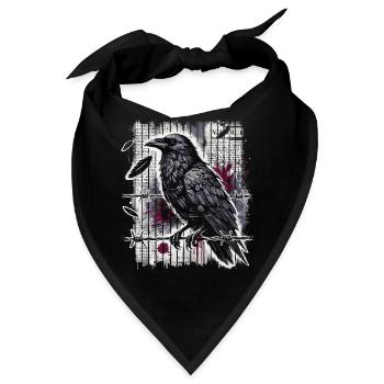 Rabe auf Stacheldraht - Gothic Dark Art - Bandana - Schwarz - Vorne