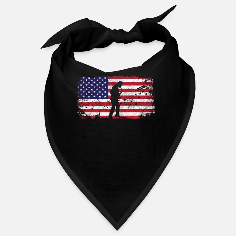 Saxophones Drapeau Américain Bandana