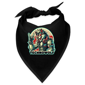 Techno-Wolf: Elektronische Musik Beats - Bandana - Schwarz - Vorne