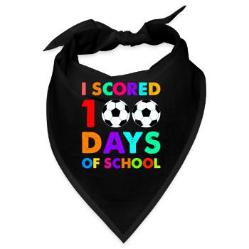 I Scored 100 Days of School - Soccer Design - Bandana - Schwarz - Vorne