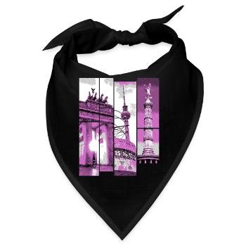 Berlin Skyline Stadt Deutschland Collage Vintage - Bandana - Schwarz - Vorne