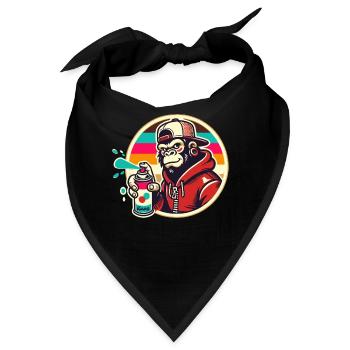 Graffiti Gorilla mit Spraydose - Bandana - Schwarz - Vorne