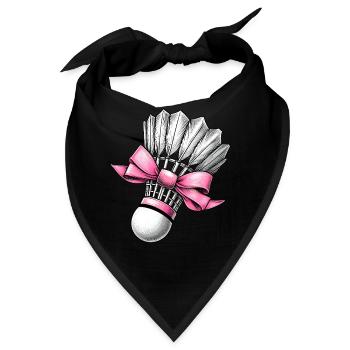 Coquette Bow Badminton Shuttlecock Pink Ribbon Mom - Bandana - Schwarz - Vorne