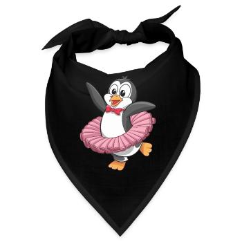 Tanzender Pinguin im Tutu mit roter Schleife - Bandana - Schwarz - Vorne