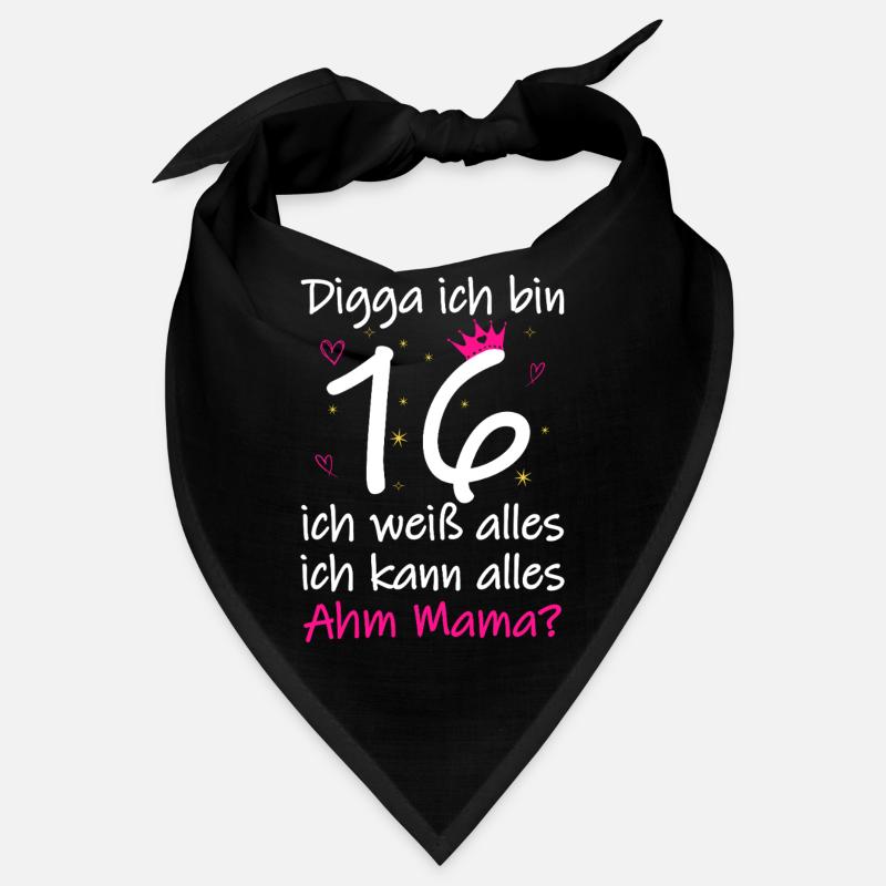 16. Geburtstag Junge Mädchen 16. Geburtstag Digga Ich bin 16 - Bandana - Schwarz