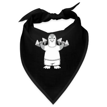 Lustiger Pinguin Mit Hanteln Witzig - Bandana - Schwarz - Vorne